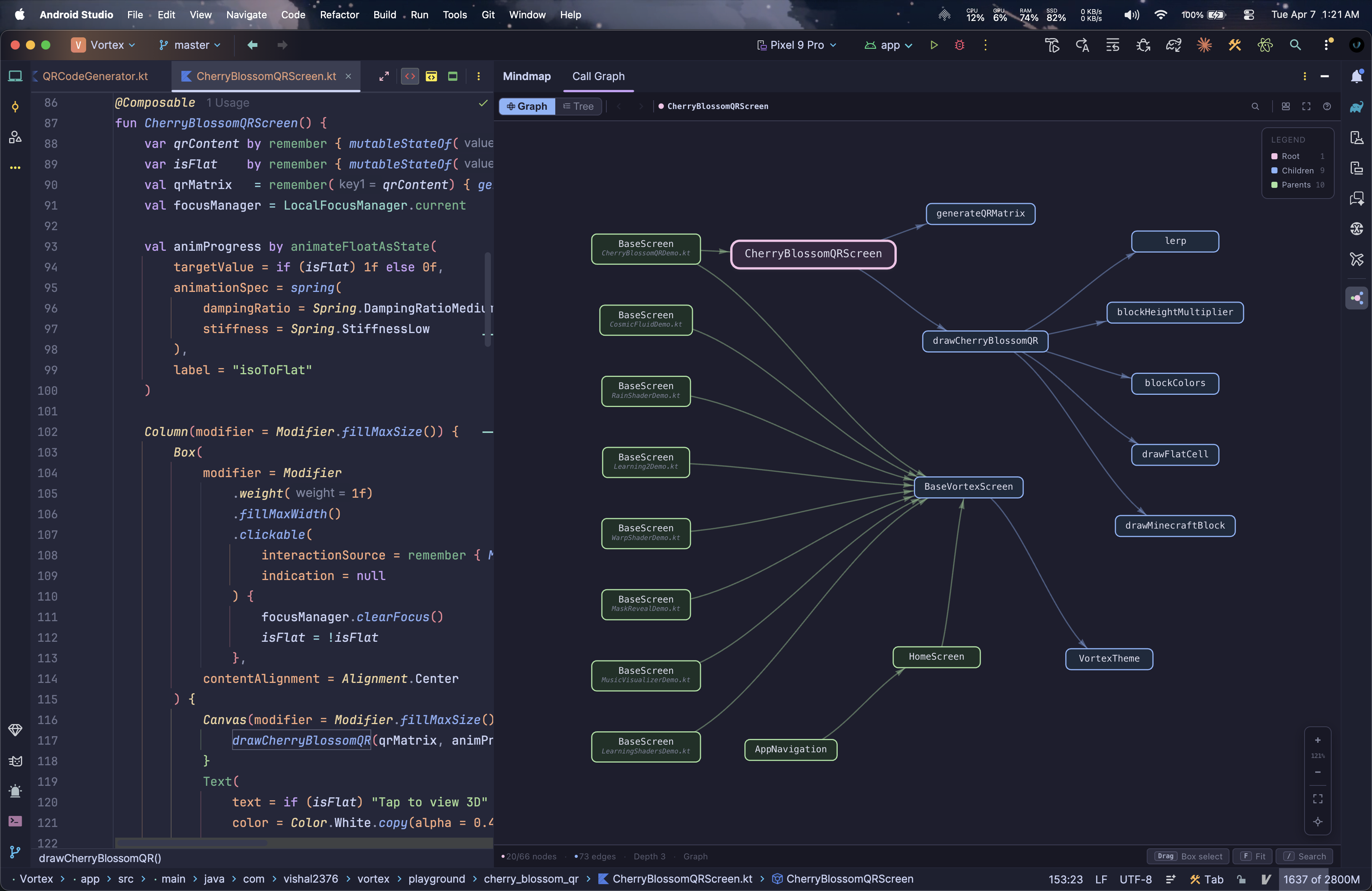 Mindmap call graph view